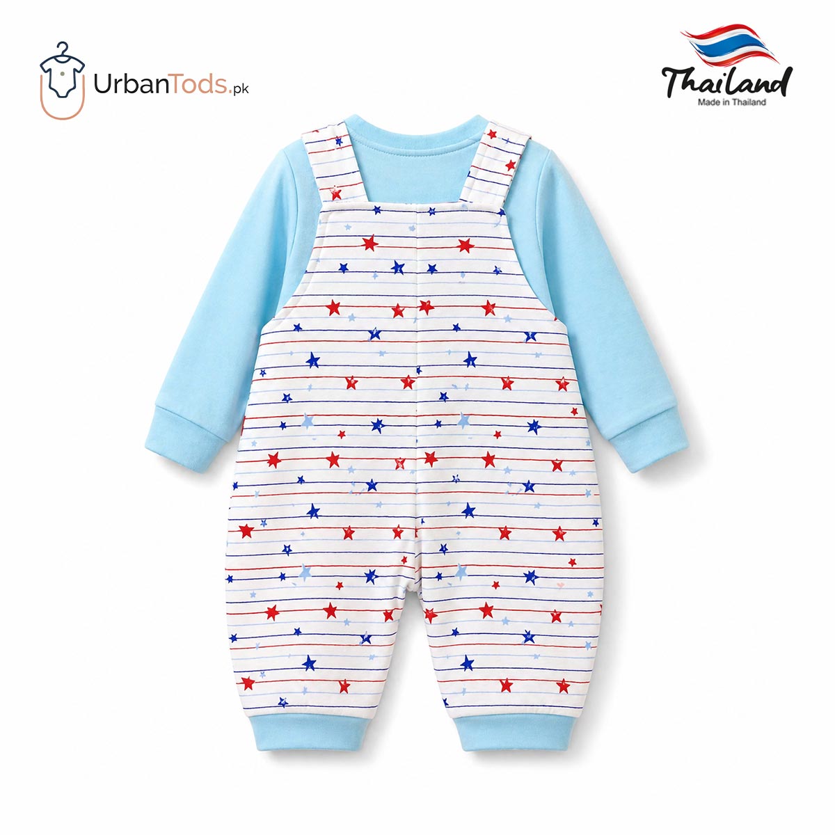 KIDS PREMIUM BLUE STAR STRIPE 2 PCS DUNGAREE SET