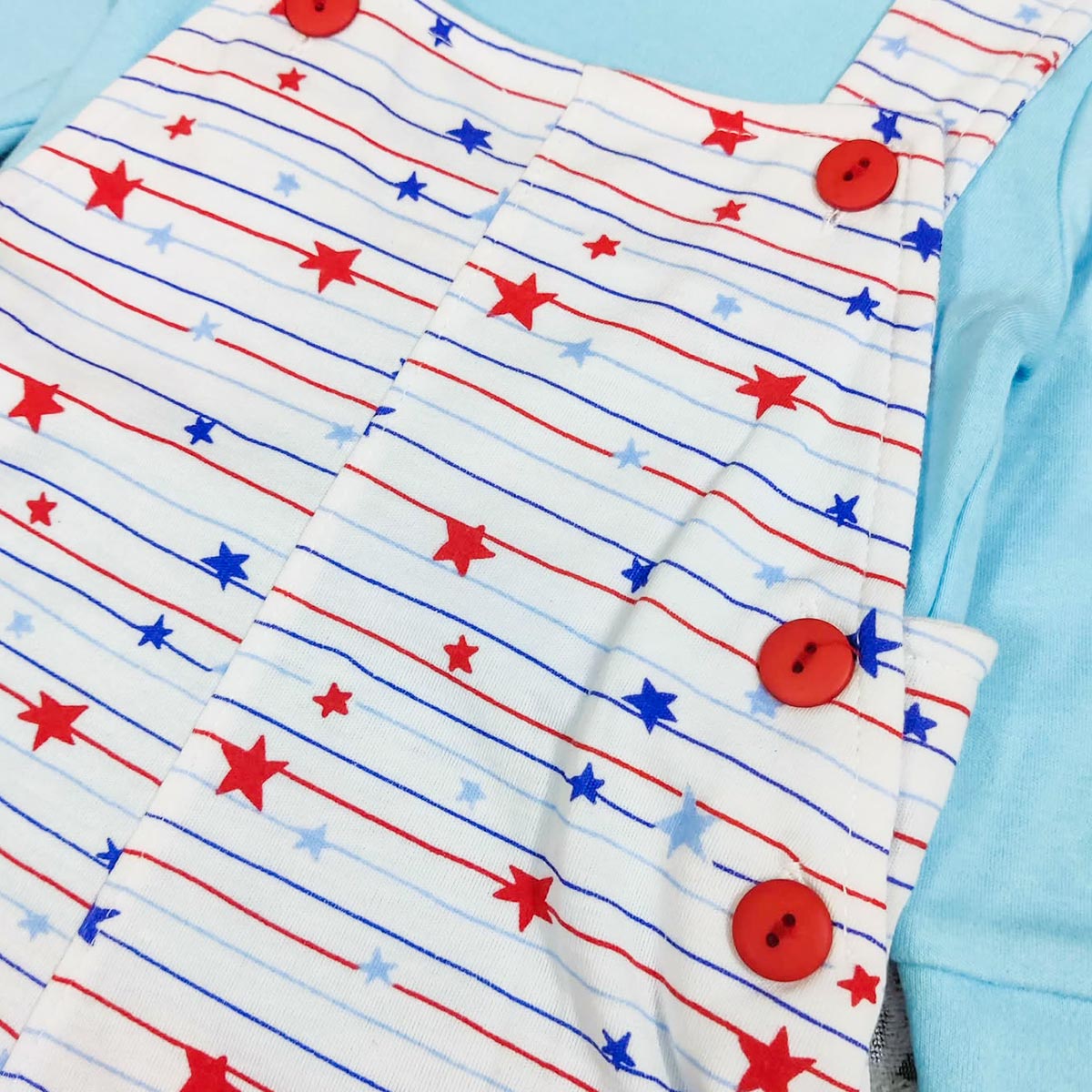 KIDS PREMIUM BLUE STAR STRIPE 2 PCS DUNGAREE SET