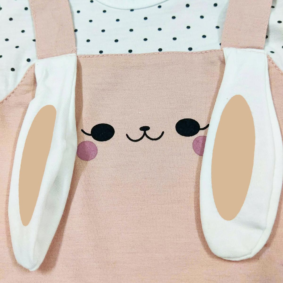 KIDS ROSE PINK POLKA DOT BUNNY ROMPER