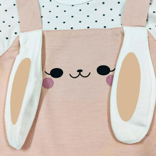 Kids Rose Pink Polka Dot Bunny Romper