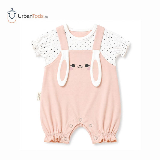 KIDS ROSE PINK POLKA DOT BUNNY ROMPER