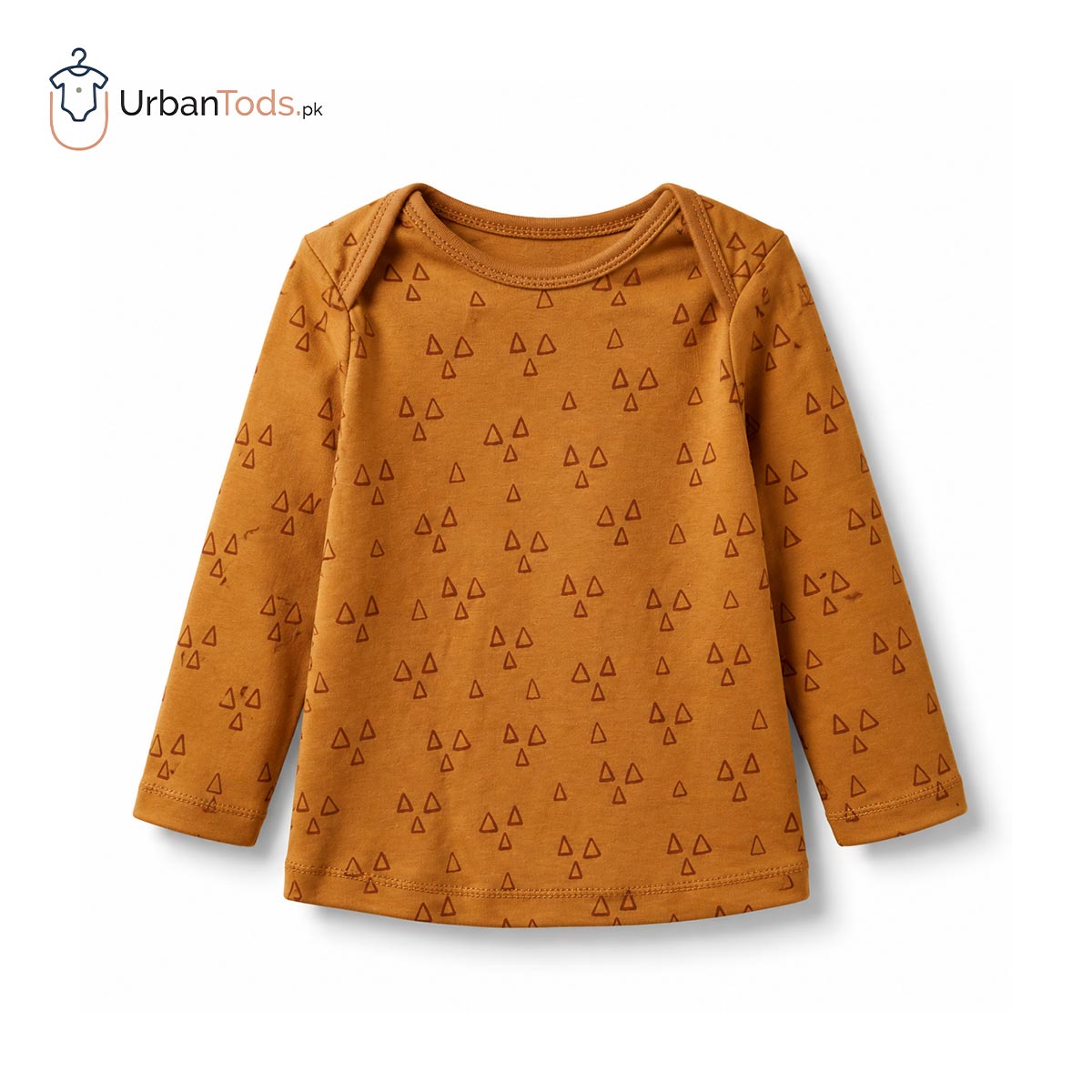 KIDS RUSTIC BROWN GEOMETRIC LONG SLEEVE T-SHIRT SET