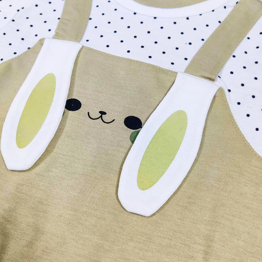 Kids Sage Green Polka Doty Bunny Romper