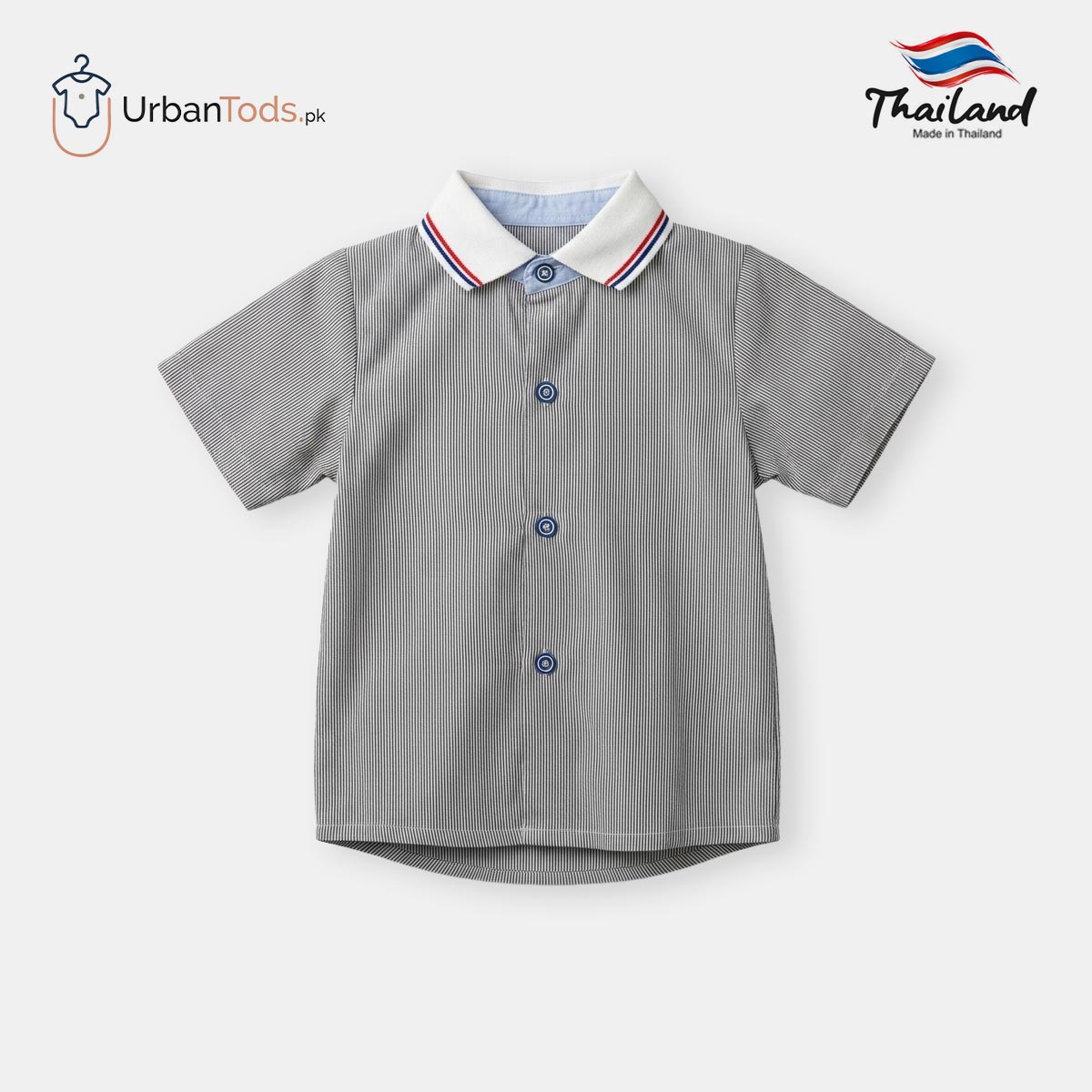 KIDS LIGHT BLUE SHARK FRIEND STRIPED POLO & OVERALL SET