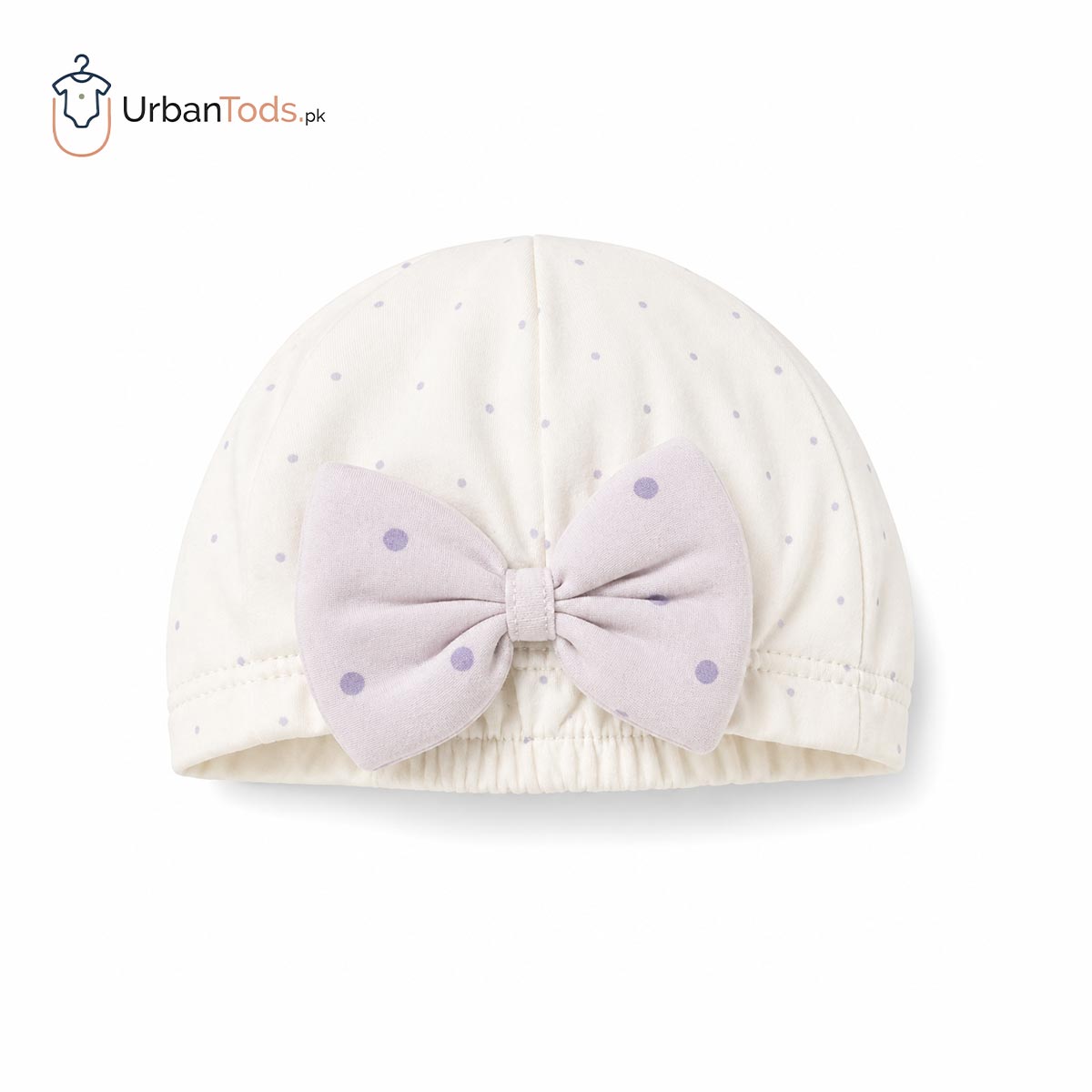 KIDS SOFT LILAC KITTY POLKA DOT ROMPER WITH CAP