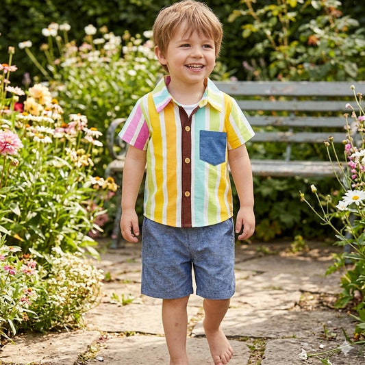KIDS VIBRANT MULTICOLOR STRIPED 3 PCS SET