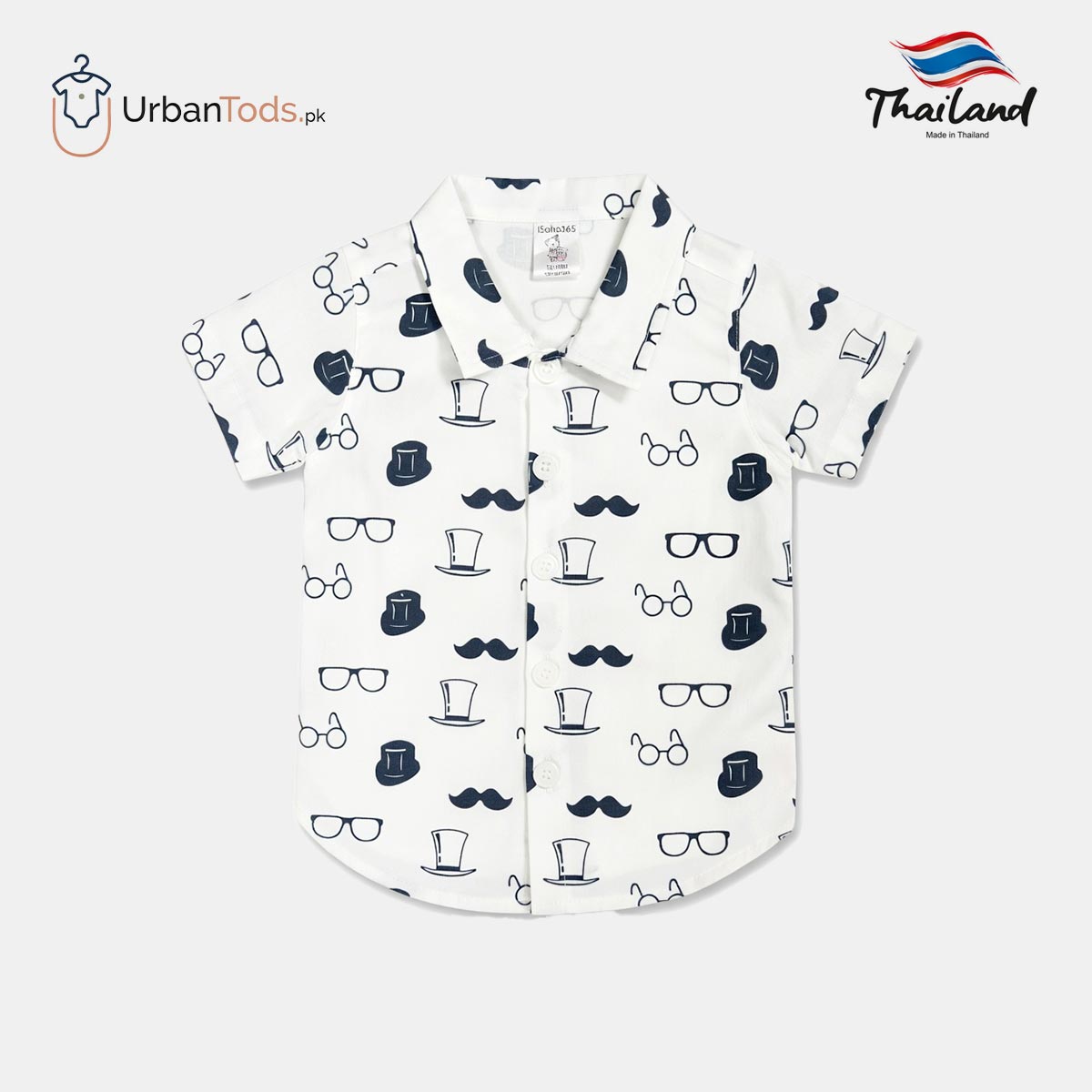 KIDS WHITE LITTLE GENTLEMAN T-SHIRT WITH SHORTS 2 PCS SET