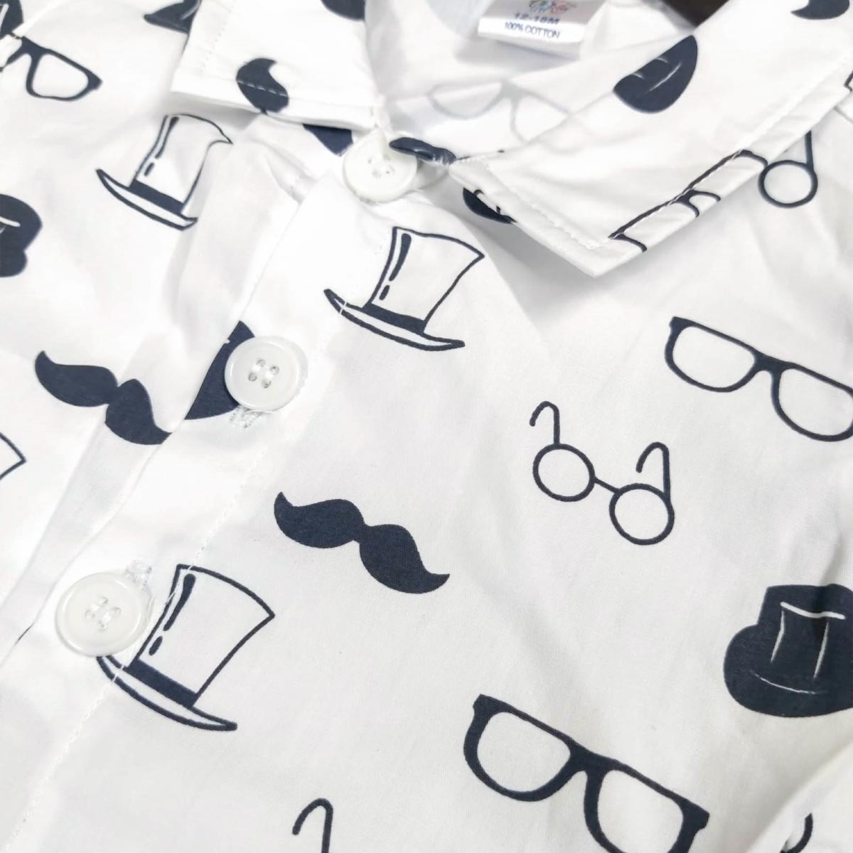 KIDS WHITE LITTLE GENTLEMAN T-SHIRT WITH SHORTS 2 PCS SET