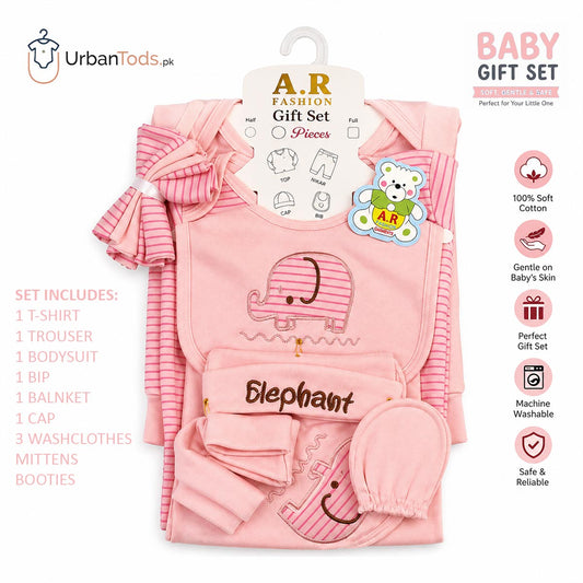 AR FASHION LITTLE BABY 10 PCS GIFT SET - PINK ELEPHANT