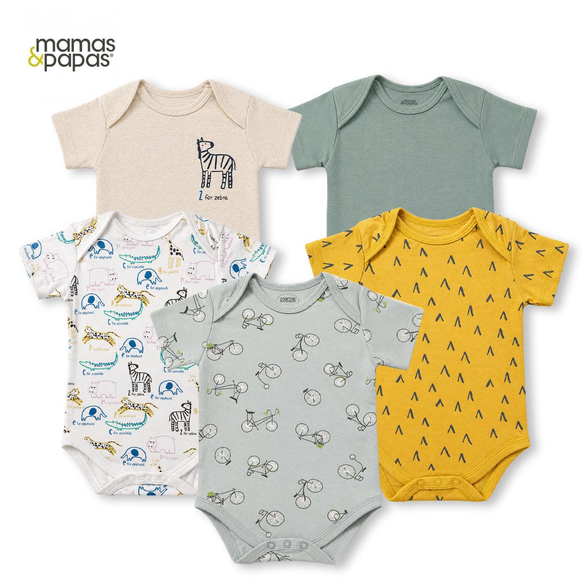 MAMAS & PAPAS ADVENTURE & SAFARI 5 PACK BODYSUITS