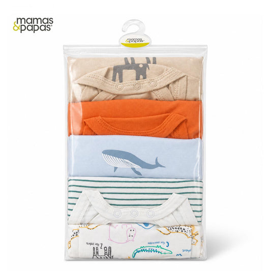 MAMAS & PAPAS ANIMAL ADVENTURE 5 PACK BODYSUITS