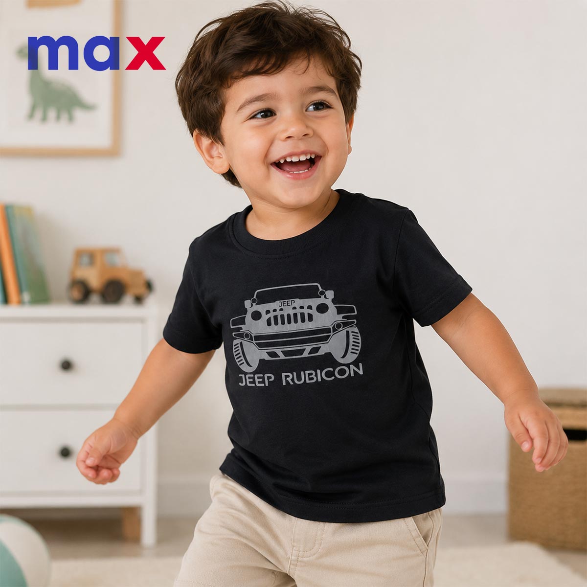 MAX BLACK JEEP RUBICON GRAPHIC SHORT SLEEVE T-SHIRT