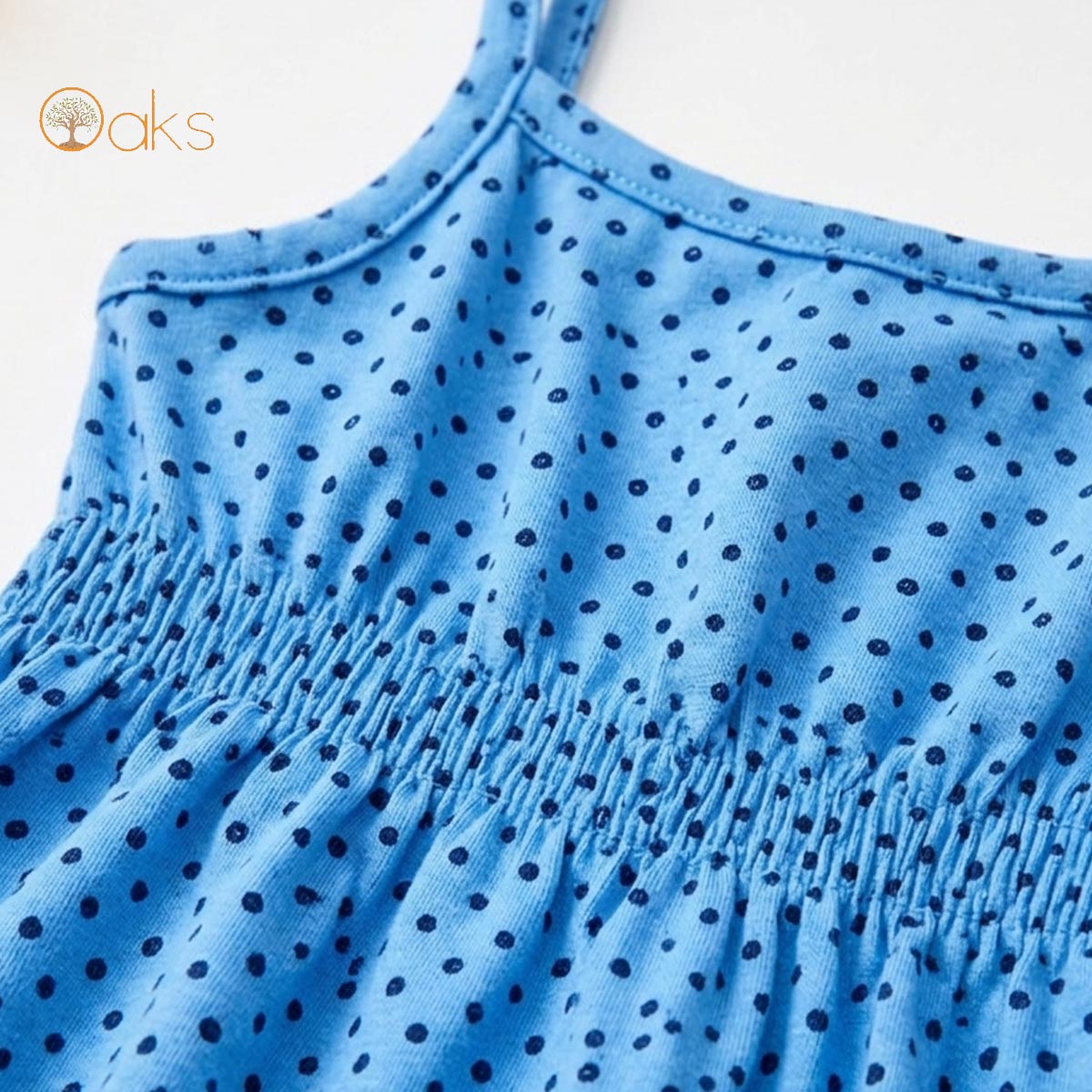OAKS BLUE PLKA DOTTED STRAPPY DRESS