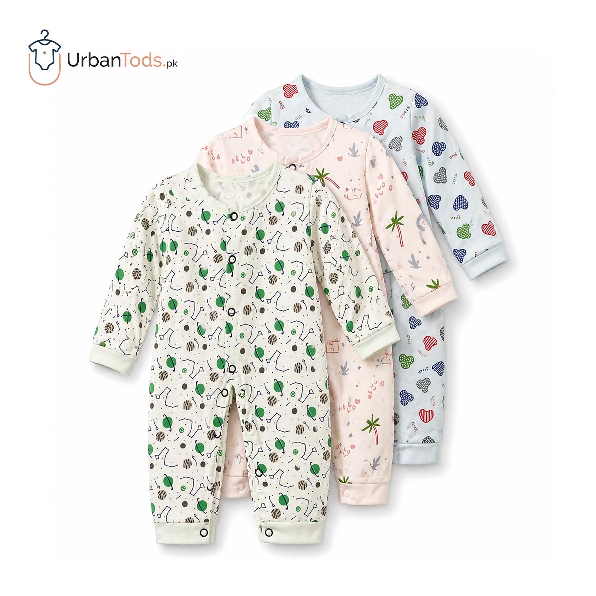 PAPA LOVE WHIMSICAL GARDEN 3 PACK SLEEP & PLAY ROMPER