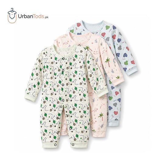 PAPA LOVE WHIMSICAL GARDEN 3 PACK SLEEP & PLAY ROMPER