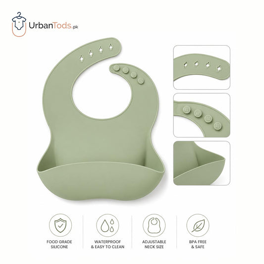 PREMIUM WATERPROOF SILICON BIB WITH FOOD CATCHER