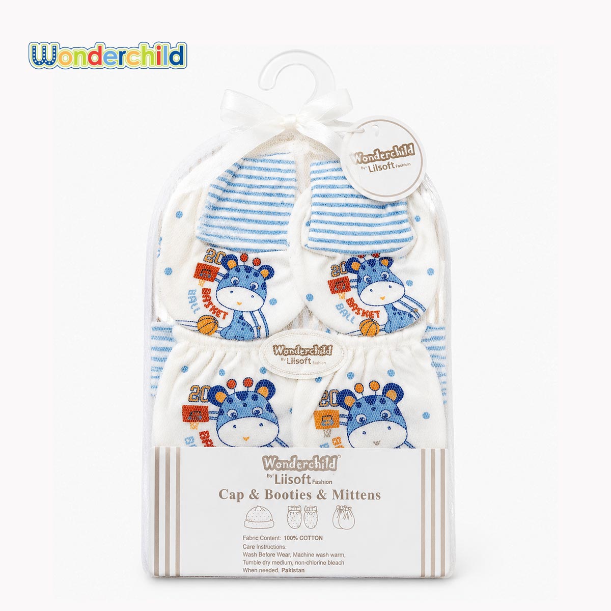 WONDERCHILD BLUE GIRAFFE ACCESSORY GIFT SET