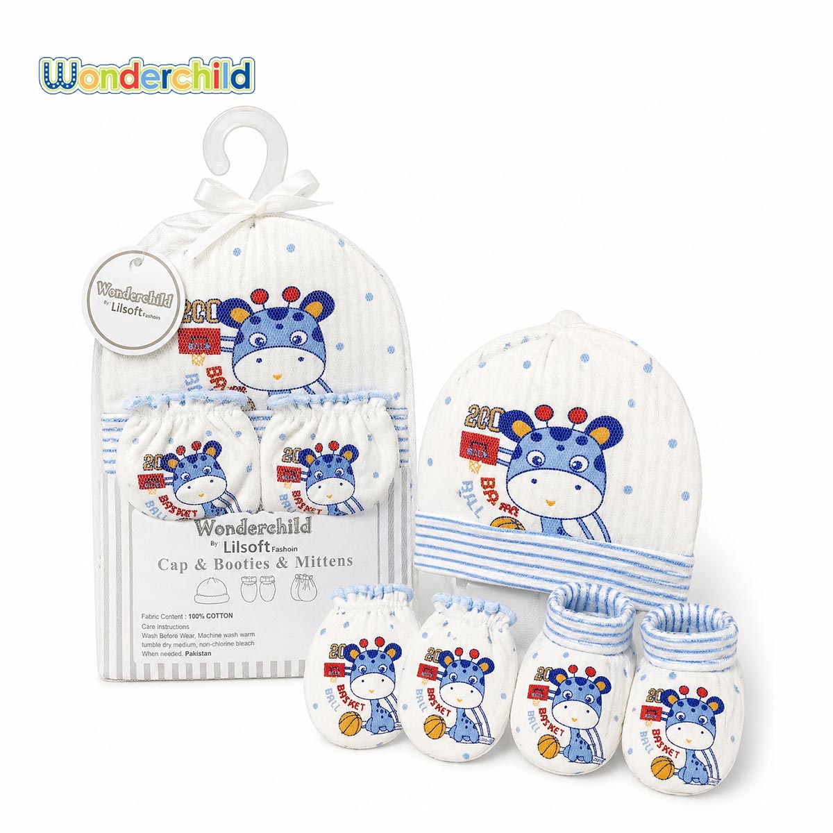 WONDERCHILD BLUE GIRAFFE ACCESSORY GIFT SET