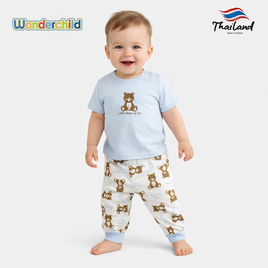 WONDERCHILD LIGHT BLUE LITTLE BEAR T-SHIRT WITH TROUSER 2 PIECES SET