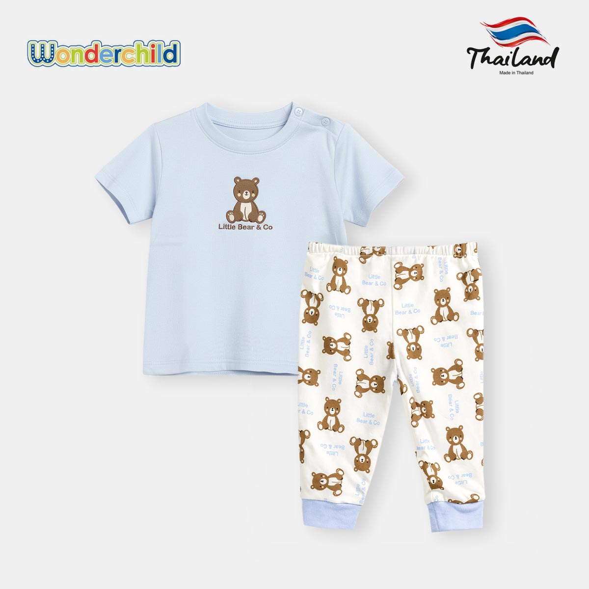 WONDERCHILD LIGHT BLUE LITTLE BEAR T-SHIRT WITH TROUSER 2 PIECES SET