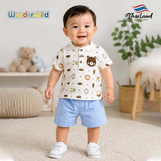 WONDERCHILD SAFARI FRIENDS 2 PCS TEE & SHORTS SET