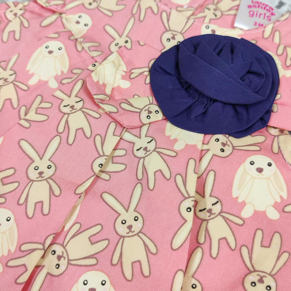 LAURA ASHLEY BUNNY PRINT BABY SET WITH HEADBAND